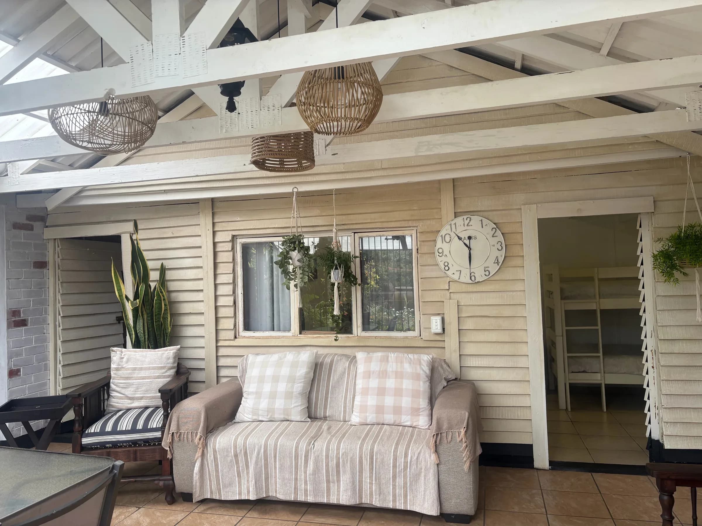 Covered patio lounge at Elim